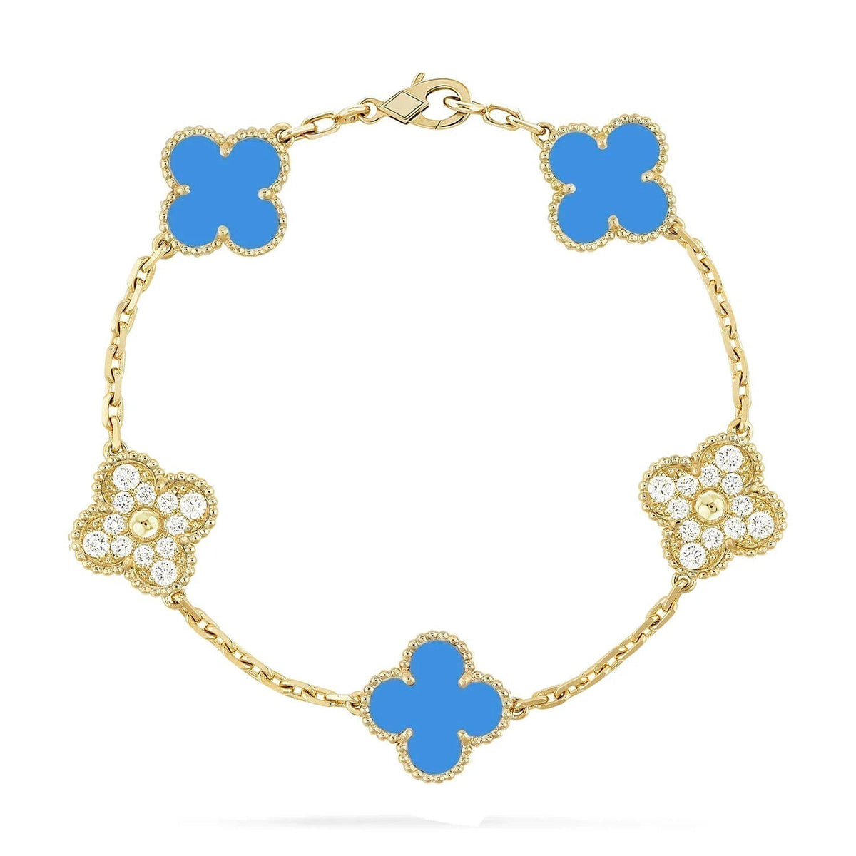 [Sprite Jewelry]New CLOVER 5 MOTIF BLUE AGATE BRACELET COLLECTION