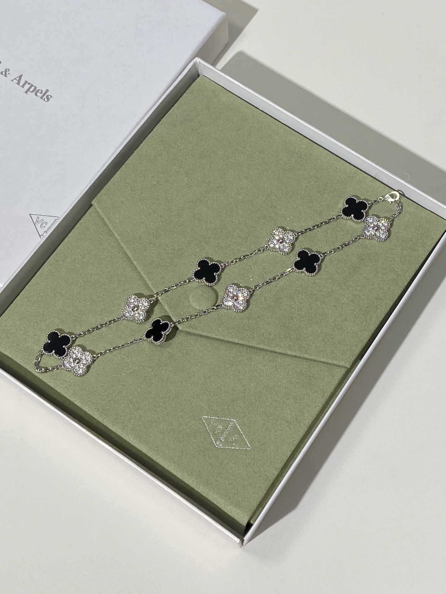 [Sprite Jewelry] Four-Leaf Clover Ten Elements Panda Diamond Silver Necklace