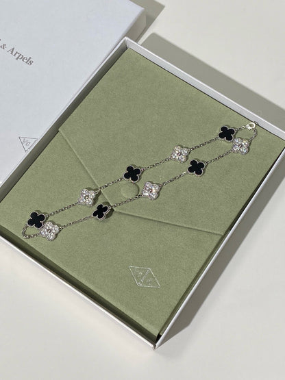 [Sprite Jewelry] Four-Leaf Clover Ten Elements Panda Diamond Silver Necklace