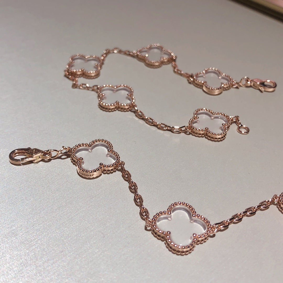 [Sprite Jewelry]New CLOVER 5 MOTIF ROCK CRYSTAL BRACELET