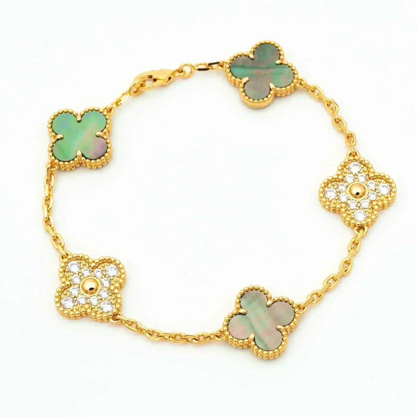 [Sprite Jewelry]New CLOVER 5 MOTIF GRAY MOP BRACELET COLLECTION