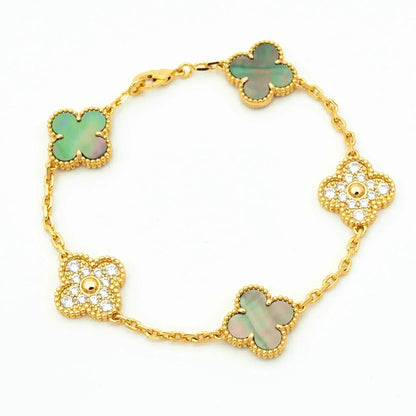 [Sprite Jewelry]New CLOVER 5 MOTIF GRAY MOP BRACELET COLLECTION