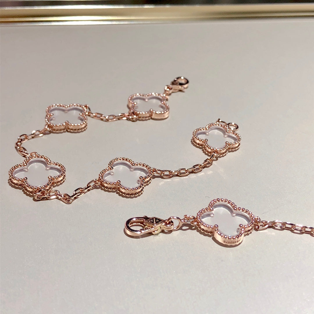 [Sprite Jewelry]New CLOVER 5 MOTIF ROCK CRYSTAL BRACELET
