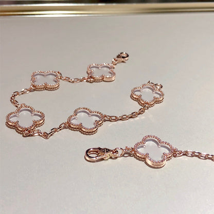 [Sprite Jewelry]New CLOVER 5 MOTIF ROCK CRYSTAL BRACELET
