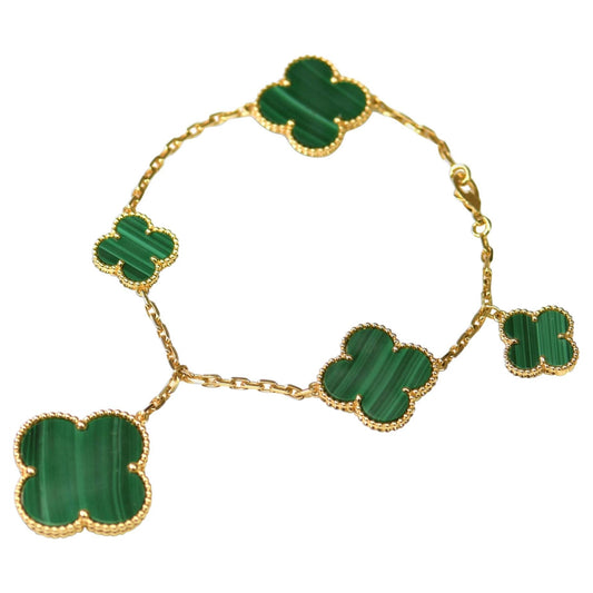 ¡®Sprite Jewelry¡¯MAGIC CLOVER MALACHITE GOLD BRACELET 5 MOTIFS