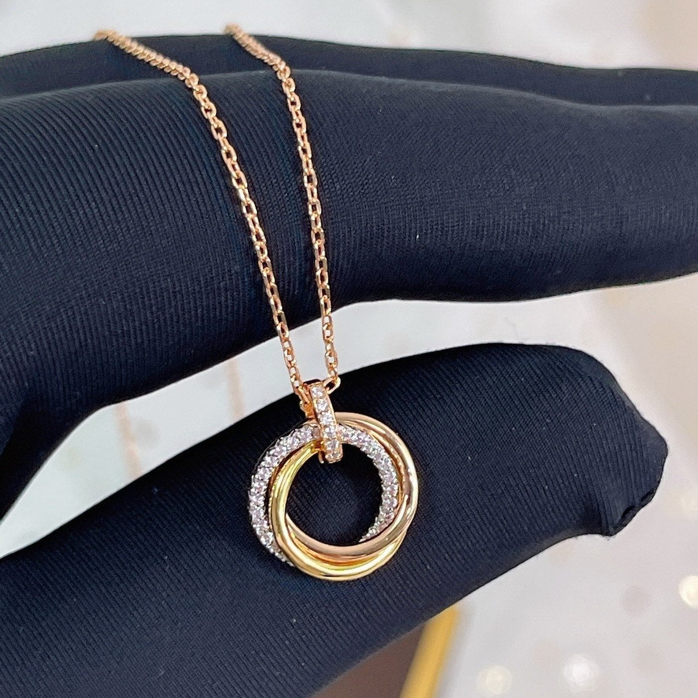 ¡®Sprite Jewelry¡¯TRINITY NECKLACE SILVER GOLD PINK GOLD DIAMONDS