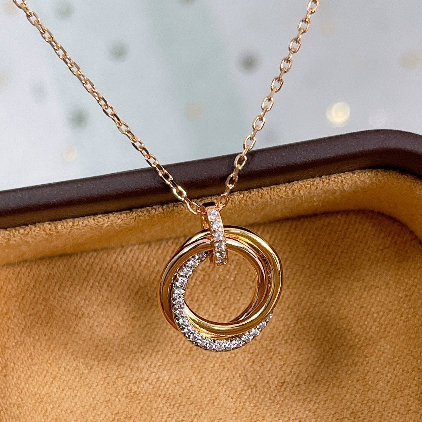 ¡®Sprite Jewelry¡¯TRINITY NECKLACE SILVER GOLD PINK GOLD DIAMONDS