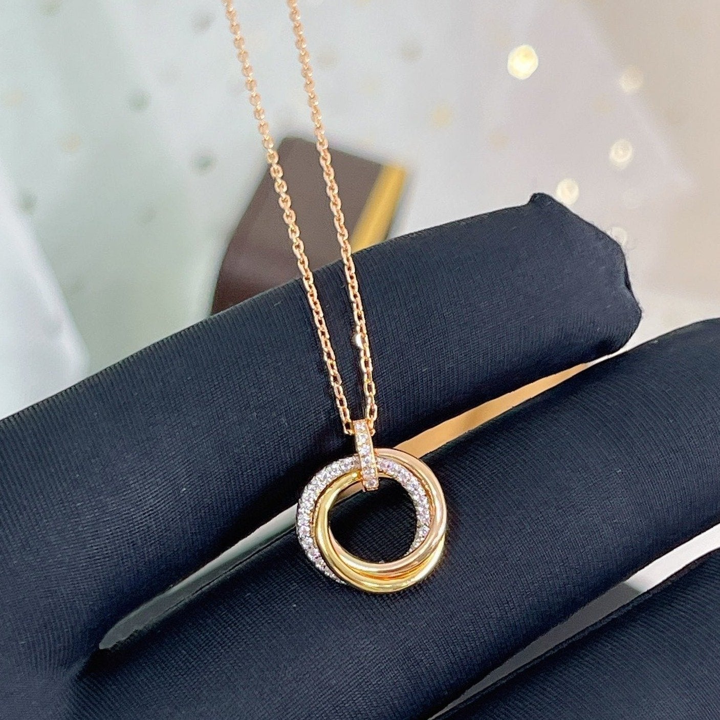 ¡®Sprite Jewelry¡¯TRINITY NECKLACE SILVER GOLD PINK GOLD DIAMONDS
