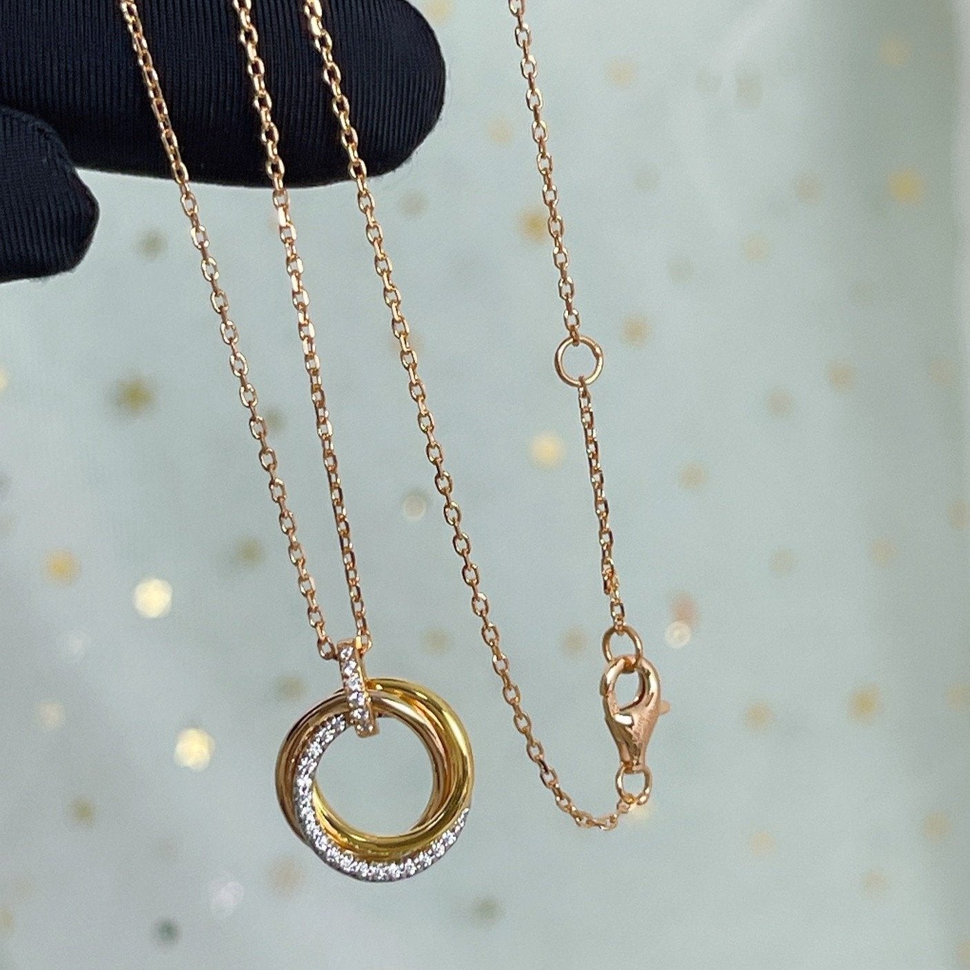 ¡®Sprite Jewelry¡¯TRINITY NECKLACE SILVER GOLD PINK GOLD DIAMONDS