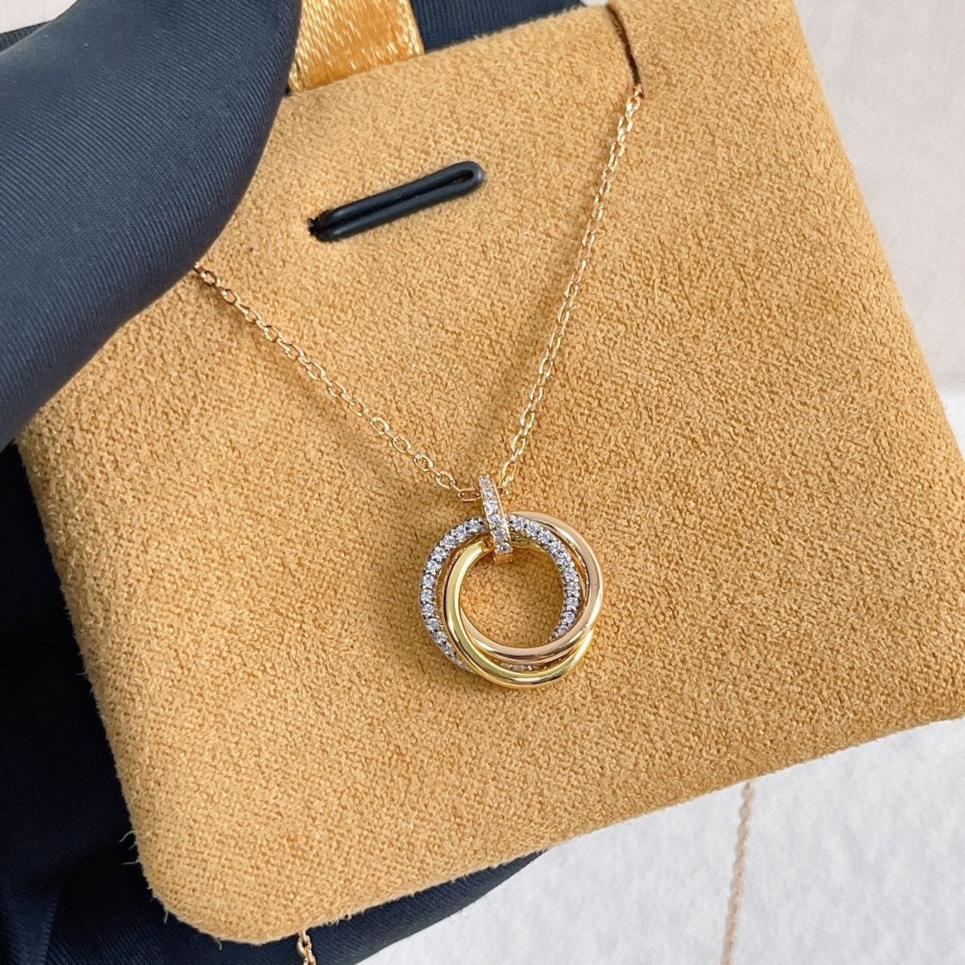¡®Sprite Jewelry¡¯TRINITY NECKLACE SILVER GOLD PINK GOLD DIAMONDS