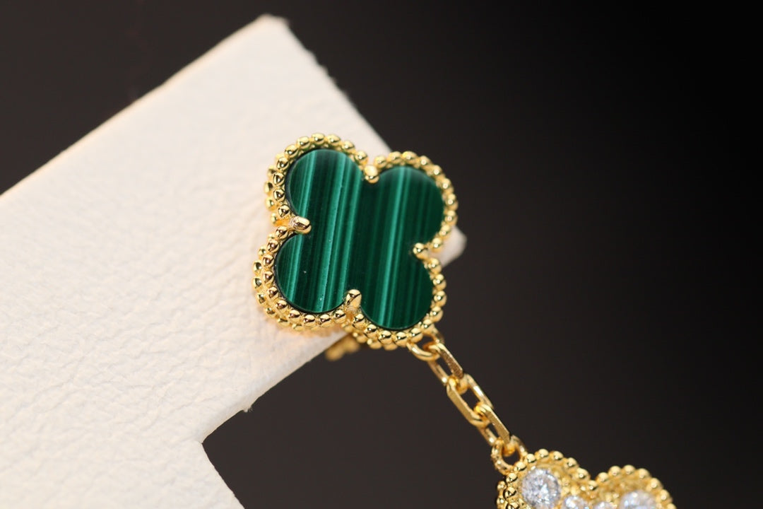 ¡®Sprite Jewelry¡¯CLOVER EARRINGS GOLD MALACHITE DIAMOND 3 MOTIF