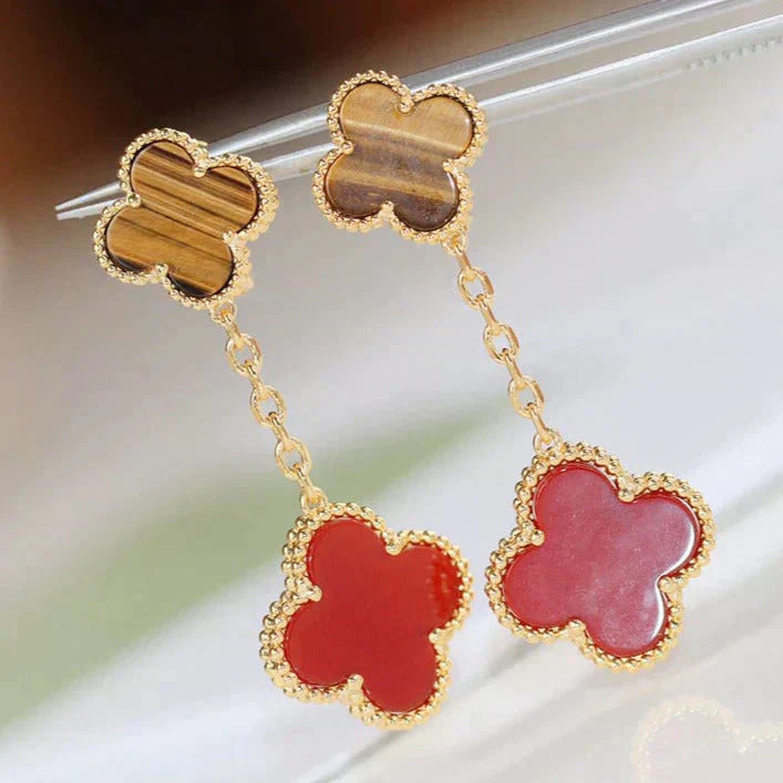 ¡®Sprite Jewelry¡¯CLOVER  2 MOTIF  TIGER EYE CARNELIAN EARRINGS