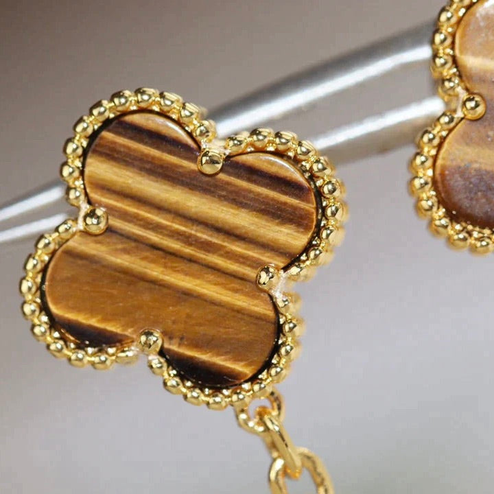 ¡®Sprite Jewelry¡¯CLOVER  2 MOTIF  TIGER EYE CARNELIAN EARRINGS
