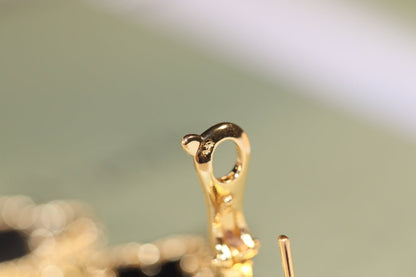 ¡®Sprite Jewelry¡¯CLOVER EARRINGS GOLD ONYX MOP 3 MOTIF