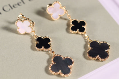 ¡®Sprite Jewelry¡¯CLOVER EARRINGS GOLD ONYX MOP 3 MOTIF
