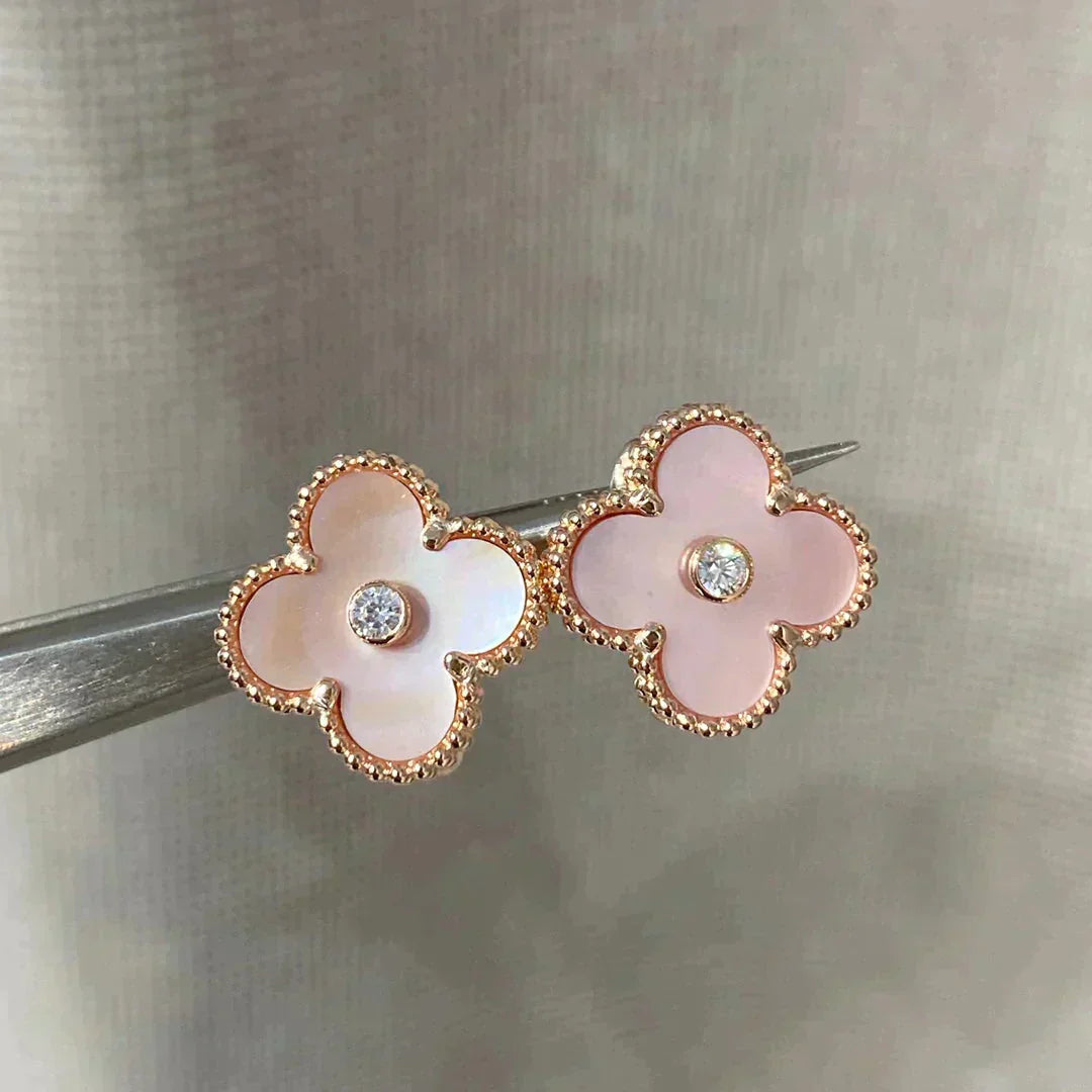 ¡®Sprite Jewelry¡¯CLOVER MEDIUM 1 MOTIFS  PINK MOP DIAMOND EARRINGS