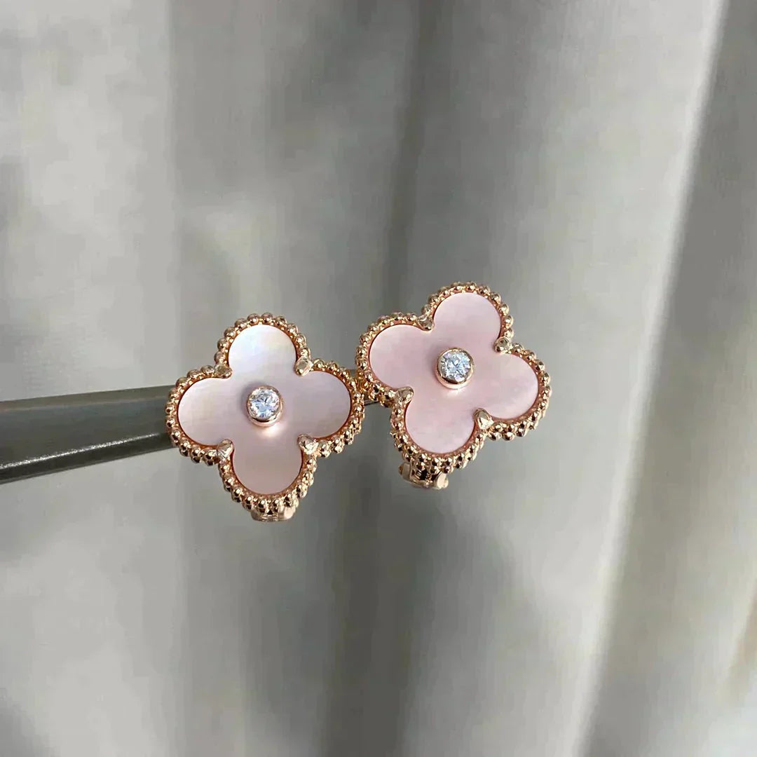 ¡®Sprite Jewelry¡¯CLOVER MEDIUM 1 MOTIFS  PINK MOP DIAMOND EARRINGS