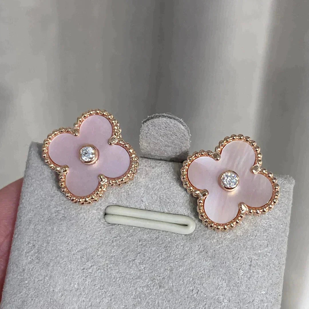 ¡®Sprite Jewelry¡¯CLOVER MEDIUM 1 MOTIFS  PINK MOP DIAMOND EARRINGS