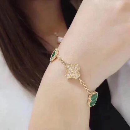 [Sprite Jewelry]New  CLOVER 5 MOTIF MALACHITE BRACELET COLLECTION