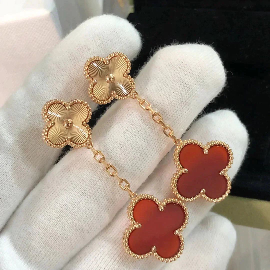 ¡®Sprite Jewelry¡¯CLOVER 2 MOTIF  LASER CARNELIAN EARRINGS