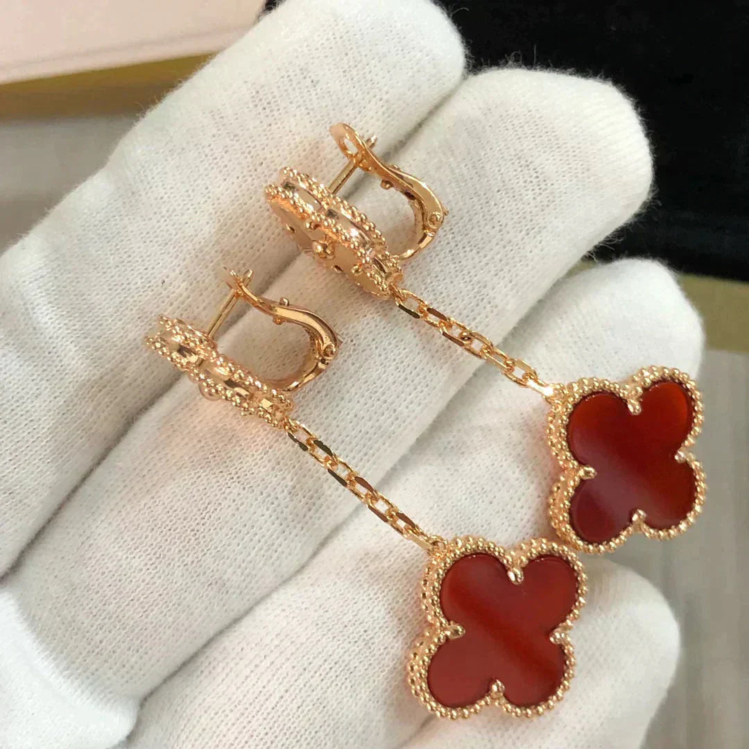 ¡®Sprite Jewelry¡¯CLOVER 2 MOTIF  LASER CARNELIAN EARRINGS
