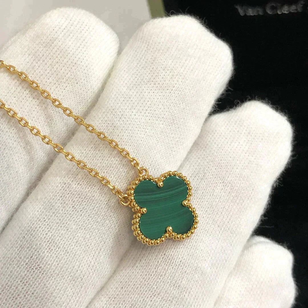 ¡®Sprite Jewelry¡¯CLOVER 15MM MALACHITE SINGLE FLOWER  NECKLACE