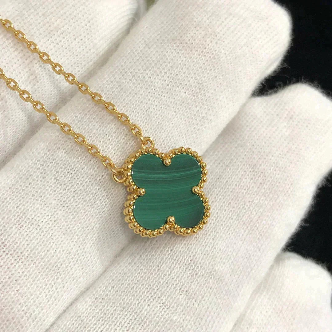 ¡®Sprite Jewelry¡¯CLOVER 15MM MALACHITE SINGLE FLOWER  NECKLACE