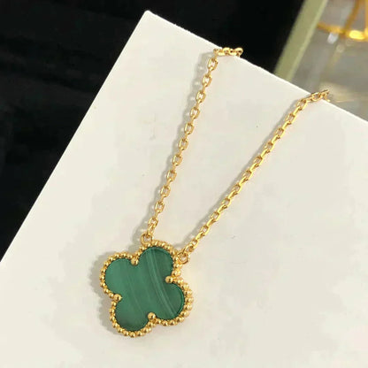 ¡®Sprite Jewelry¡¯CLOVER 15MM MALACHITE SINGLE FLOWER  NECKLACE