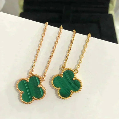 ¡®Sprite Jewelry¡¯CLOVER 15MM MALACHITE SINGLE FLOWER  NECKLACE