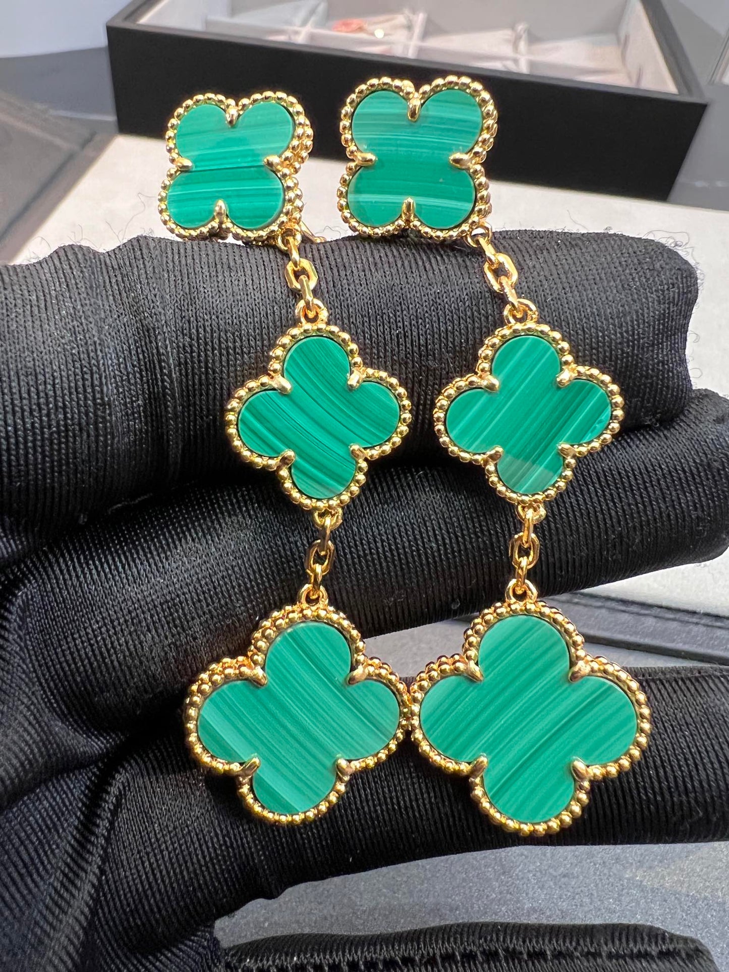 ¡®Sprite Jewelry¡¯CLOVER MALACHITE 3 MOTIFS GOLD