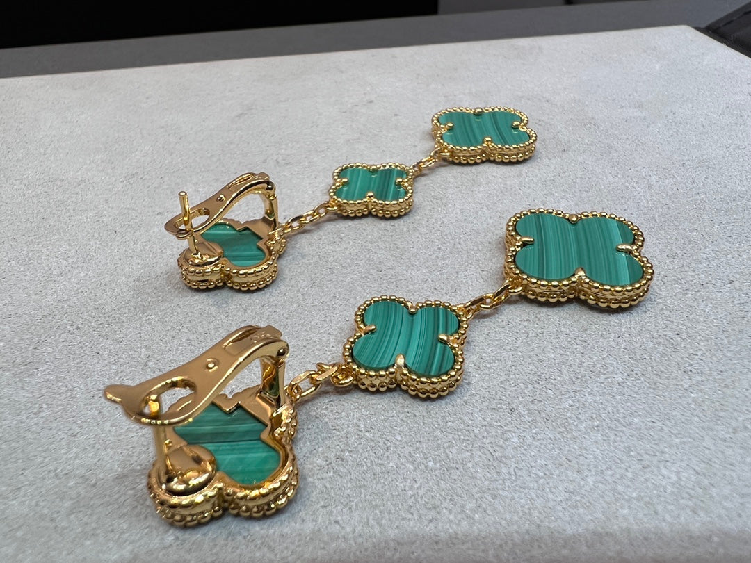 ¡®Sprite Jewelry¡¯CLOVER MALACHITE 3 MOTIFS GOLD