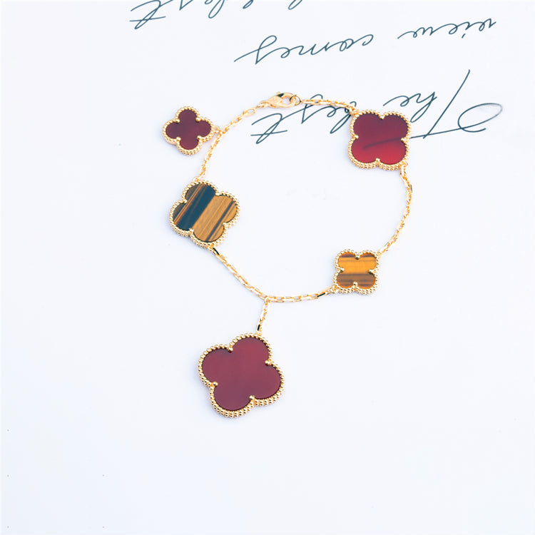 ¡®Sprite Jewelry¡¯CLOVER BRACELET 5 MOTIFS CARNELIAN TIGER EYE