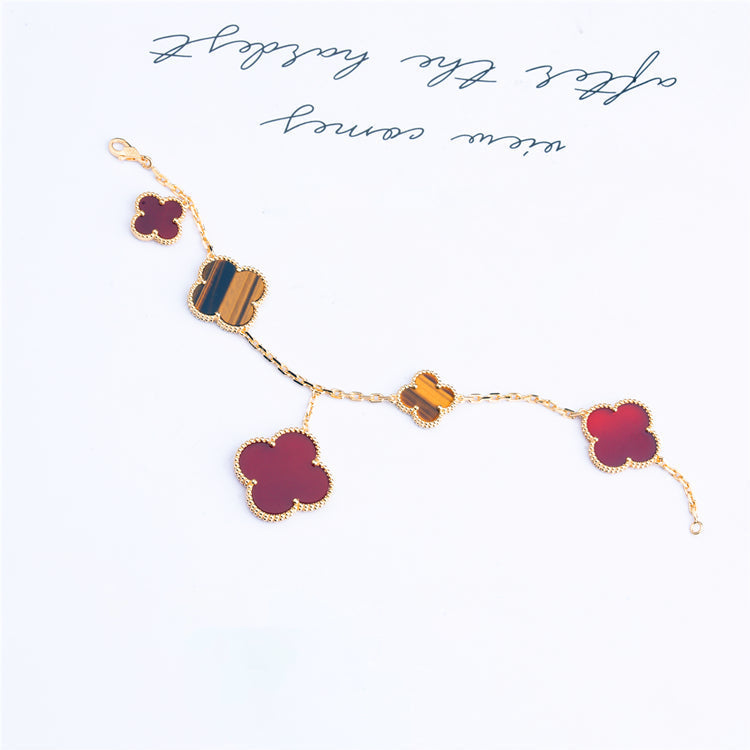 ¡®Sprite Jewelry¡¯CLOVER BRACELET 5 MOTIFS CARNELIAN TIGER EYE
