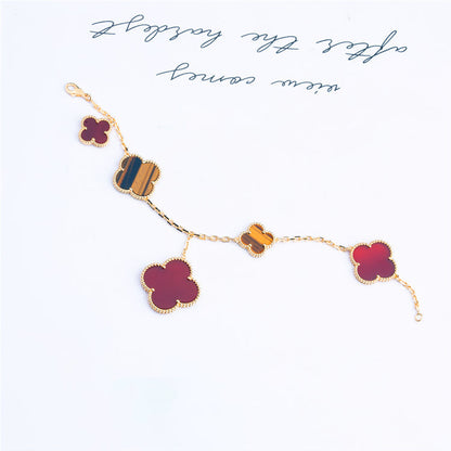 ¡®Sprite Jewelry¡¯CLOVER BRACELET 5 MOTIFS CARNELIAN TIGER EYE