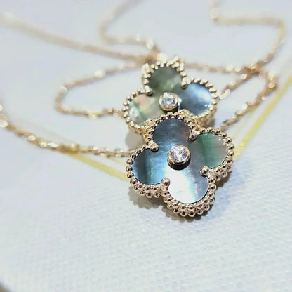¡®Sprite Jewelry¡¯CLOVER 15MM DIAMOND AND MOTHER-OF-GREY NECKLACE