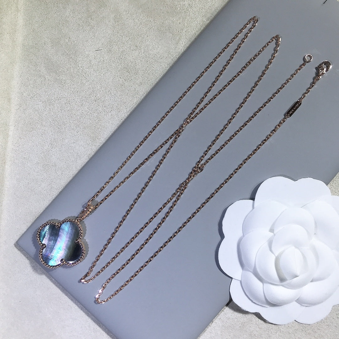¡®Sprite Jewelry¡¯CLOVER 25MM GOLD DARK MOP BIG CLOVER NECKLACE