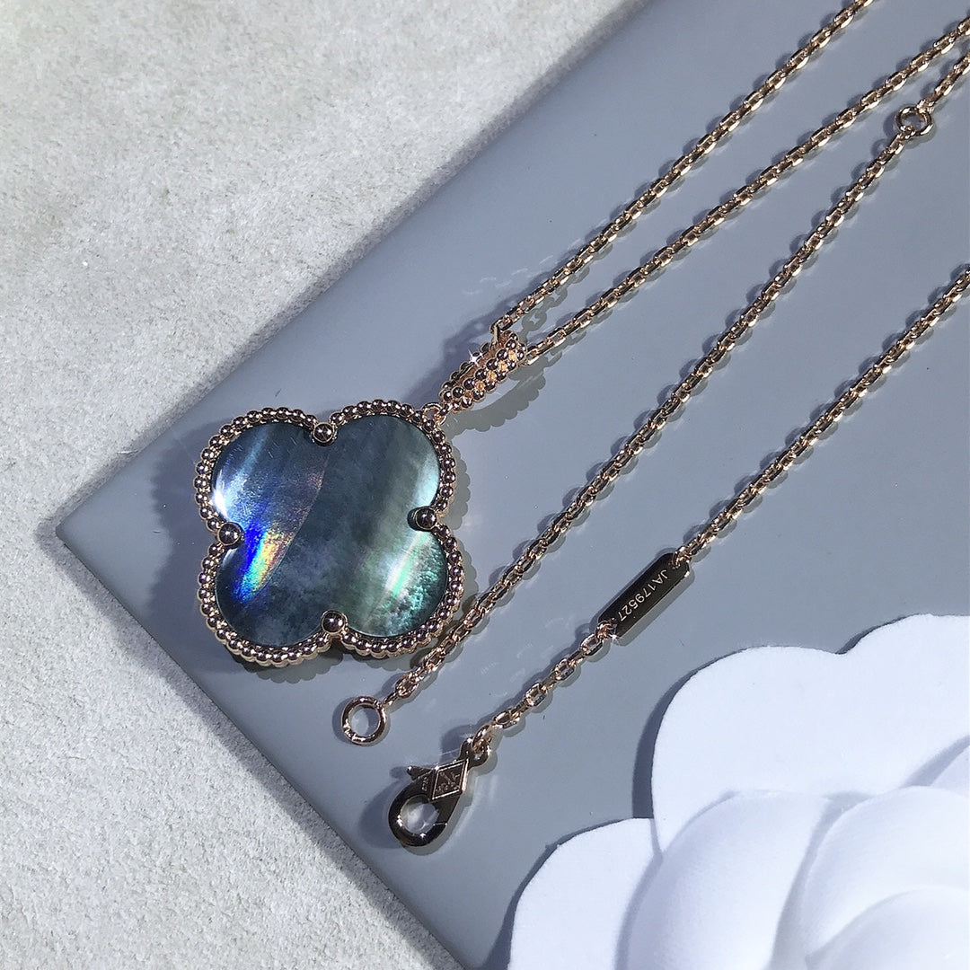 ¡®Sprite Jewelry¡¯CLOVER 25MM GOLD DARK MOP BIG CLOVER NECKLACE