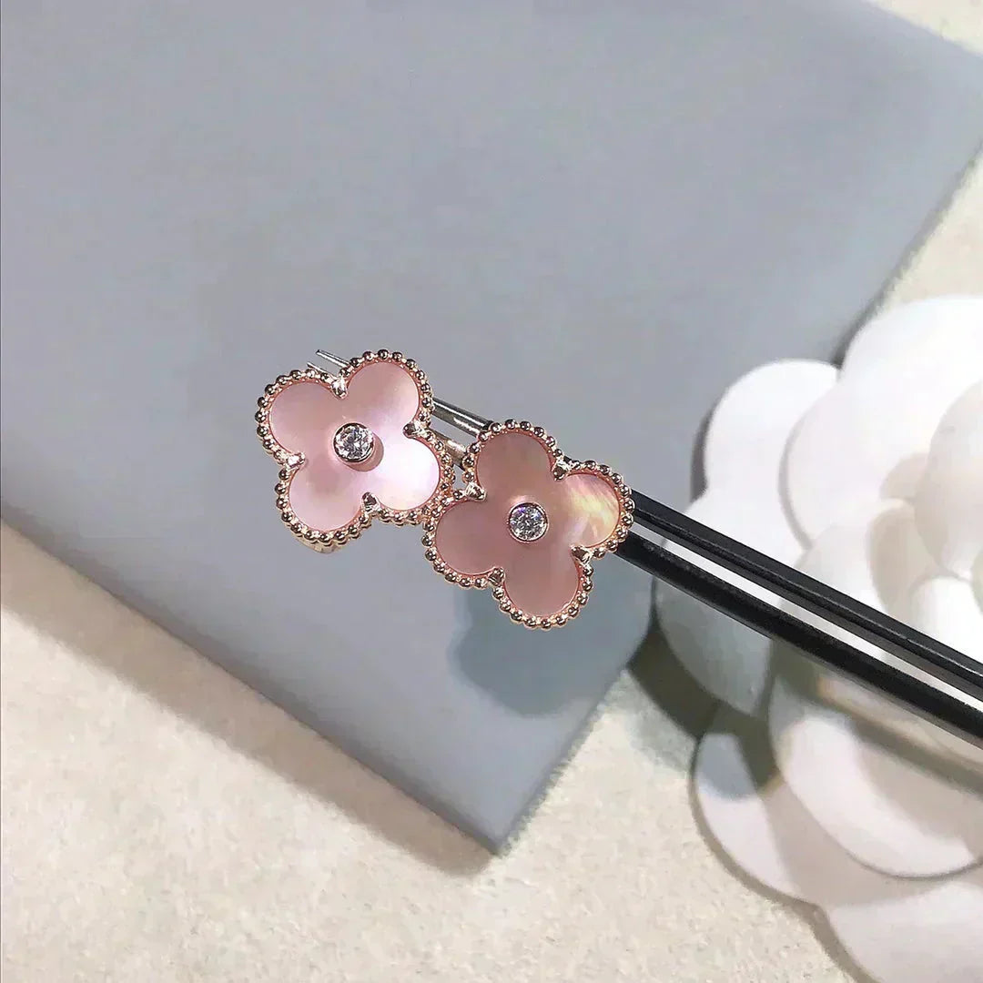 ¡®Sprite Jewelry¡¯CLOVER MEDIUM 1 MOTIFS  PINK MOP DIAMOND EARRINGS