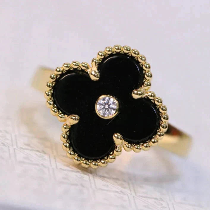 ¡®Sprite Jewelry¡¯CLOVER ONYX RING GOLD DIAMOND