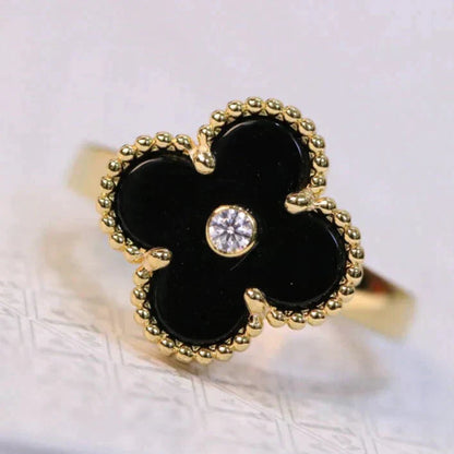 ¡®Sprite Jewelry¡¯CLOVER ONYX RING GOLD DIAMOND