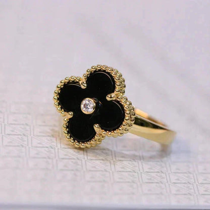 ¡®Sprite Jewelry¡¯CLOVER ONYX RING GOLD DIAMOND