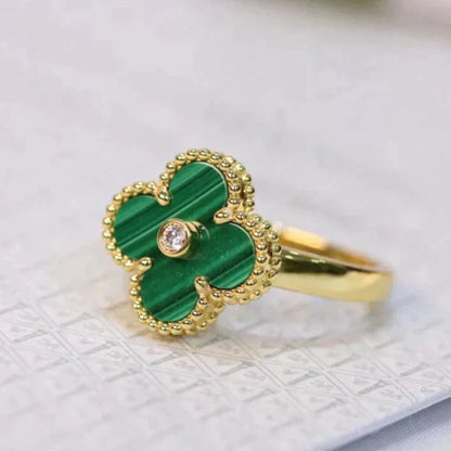 ¡®Sprite Jewelry¡¯CLOVER MALACHITE RING GOLD DIAMOND