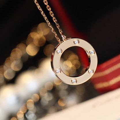 ¡®Sprite Jewelry¡¯LOVE NECKLACE 16MM 6 DIAMONDS PINK GOLD