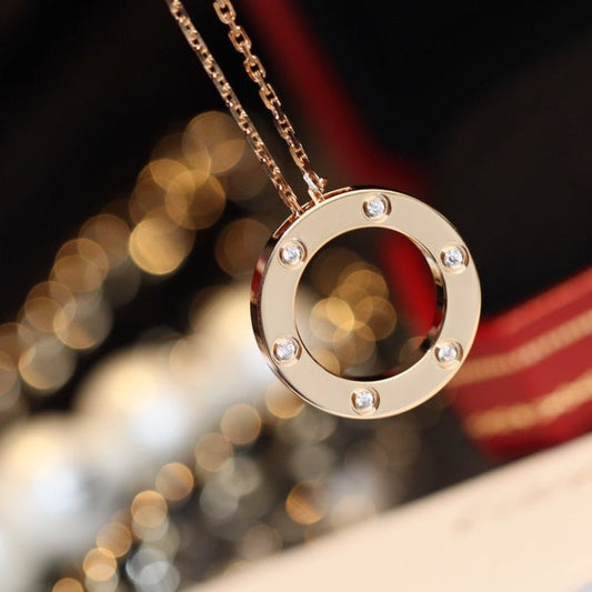 ¡®Sprite Jewelry¡¯LOVE NECKLACE 16MM 6 DIAMONDS PINK GOLD