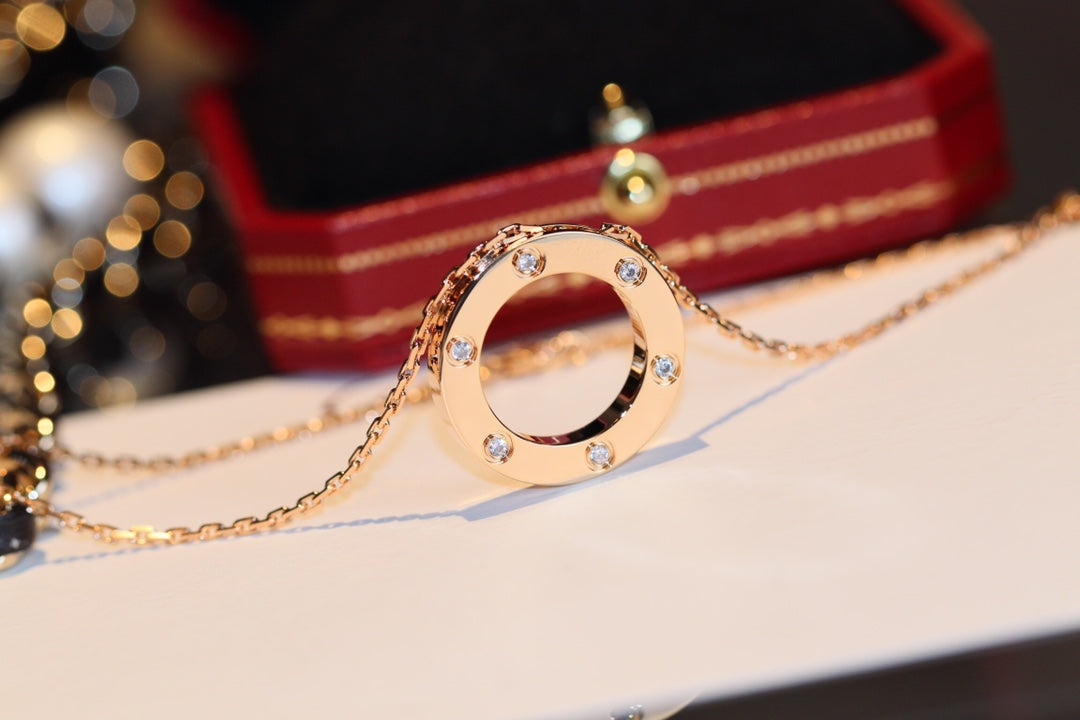 ¡®Sprite Jewelry¡¯LOVE NECKLACE 16MM 6 DIAMONDS PINK GOLD