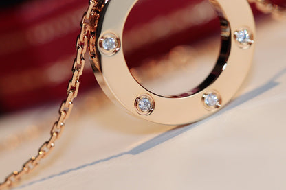 ¡®Sprite Jewelry¡¯LOVE NECKLACE 16MM 6 DIAMONDS PINK GOLD