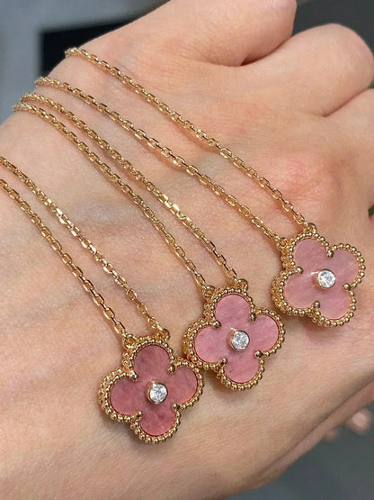 ¡®Sprite Jewelry¡¯CLOVER 15MM DIAMOND RHODONITE NECKLACE