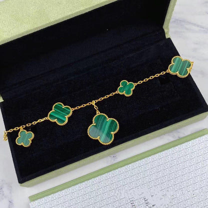 ¡®Sprite Jewelry¡¯MAGIC CLOVER MALACHITE GOLD BRACELET 5 MOTIFS
