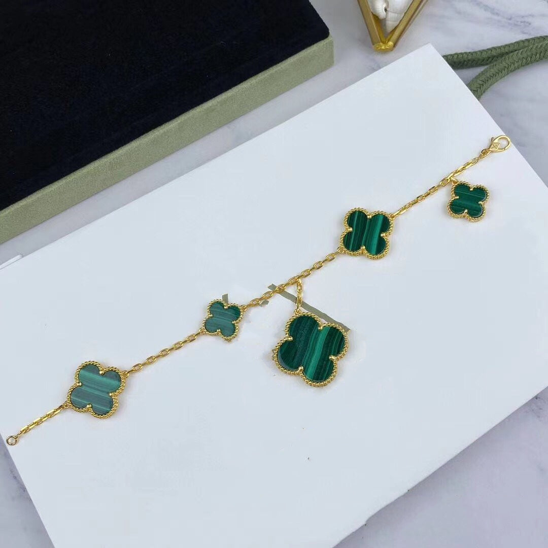 ¡®Sprite Jewelry¡¯MAGIC CLOVER MALACHITE GOLD BRACELET 5 MOTIFS