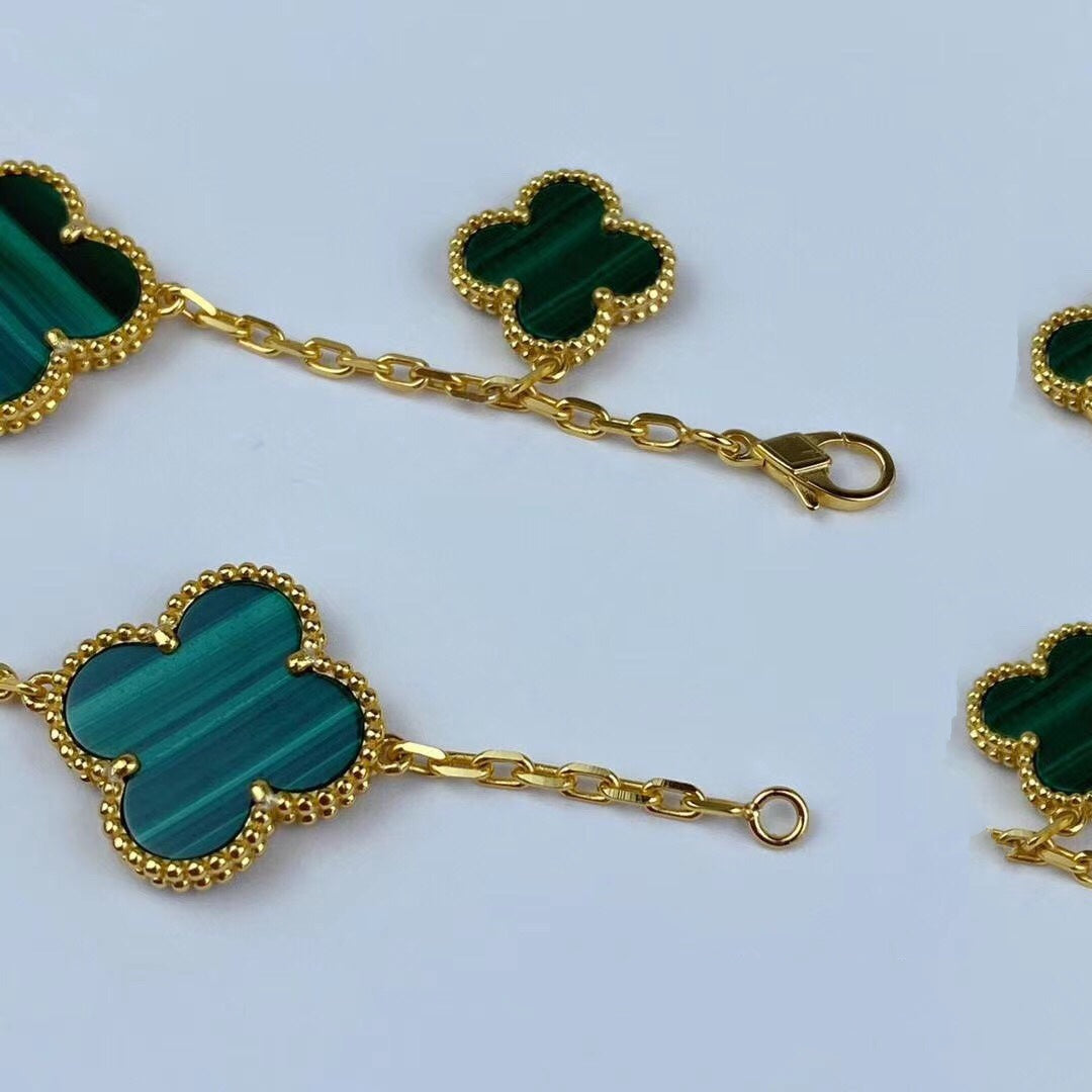 ¡®Sprite Jewelry¡¯MAGIC CLOVER MALACHITE GOLD BRACELET 5 MOTIFS